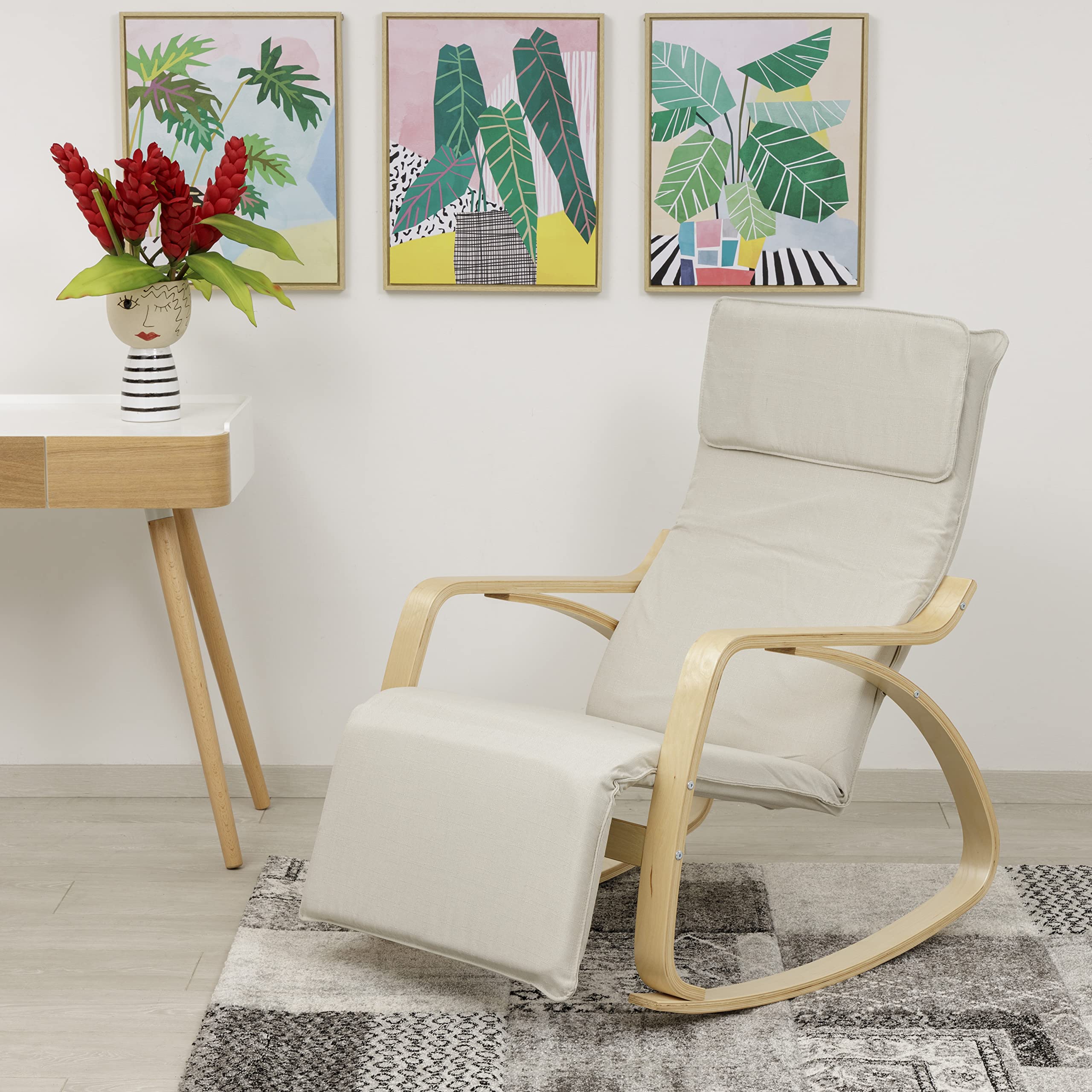 baroni-home-poltrone-fauteuil-bascule-beige-tissu-67x82x98 image 2
