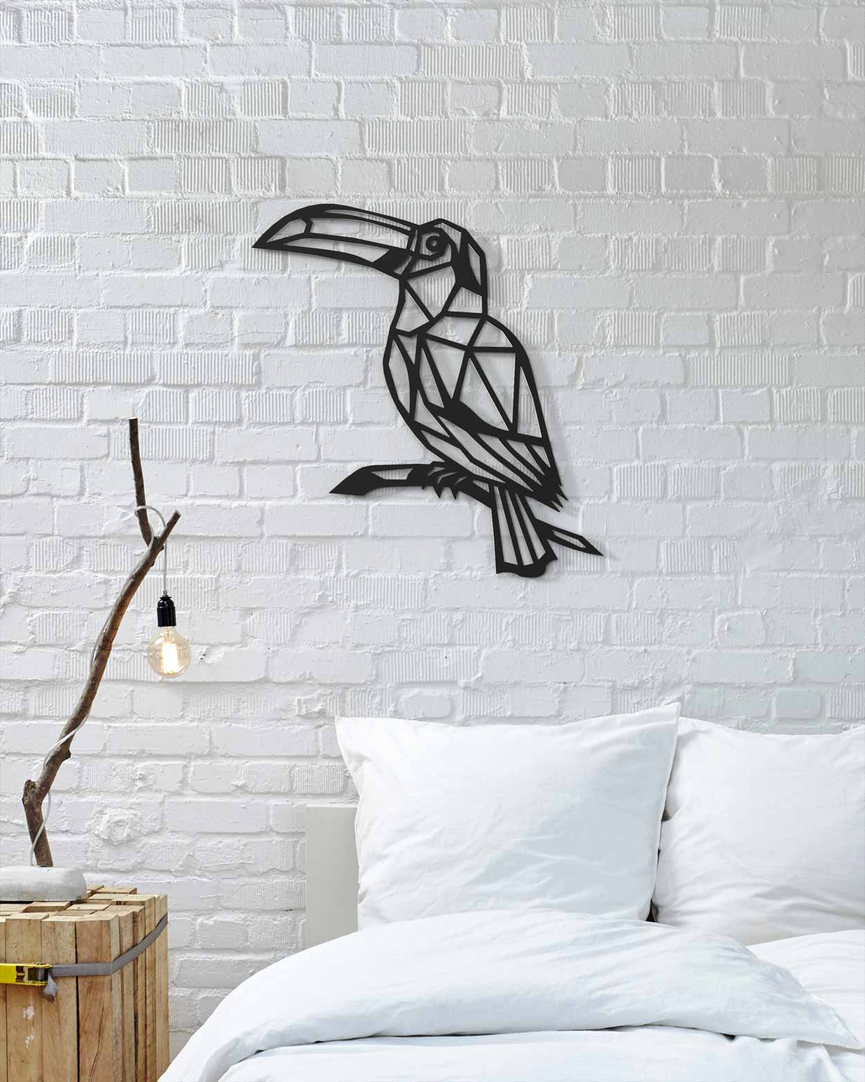 je-suis-art-toucan-one-line-tableau-animal-m-tal-noir image 1