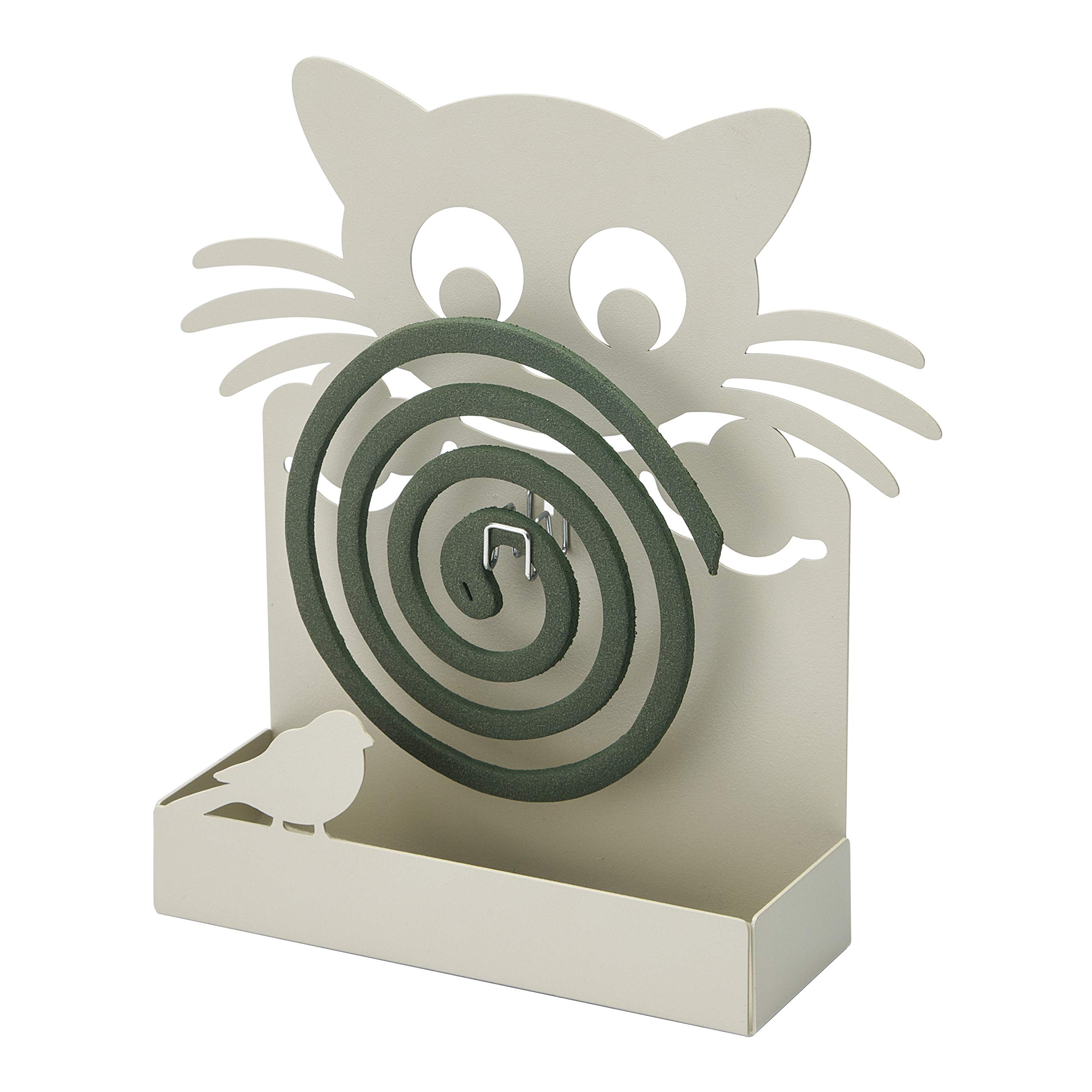 baroni-home-porte-spirale-anti-moustiques-m-tal-chat-gris-18cm image 1
