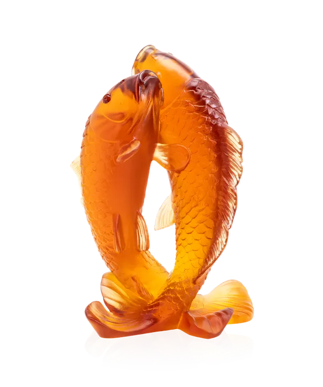 daum-univers-animalier-couple-de-carpes-sculpture-gold-800-ex image 1