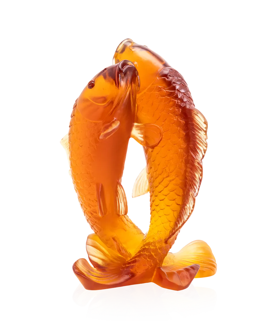 daum-univers-animalier-couple-de-carpes-sculpture-gold-800-ex image 1