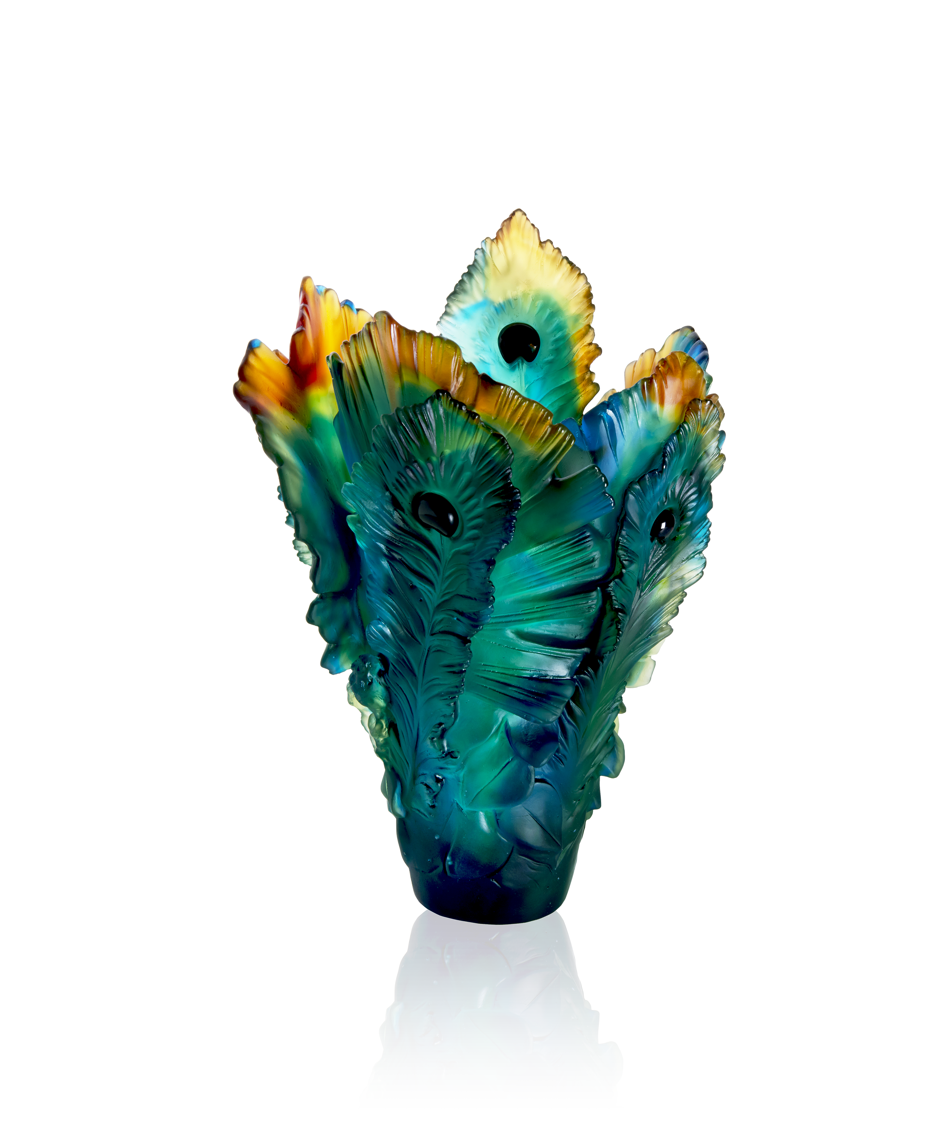 daum-univers-v-g-tal-fleur-de-paon-vase-grand-mod-le-p-te-de-verre image 1