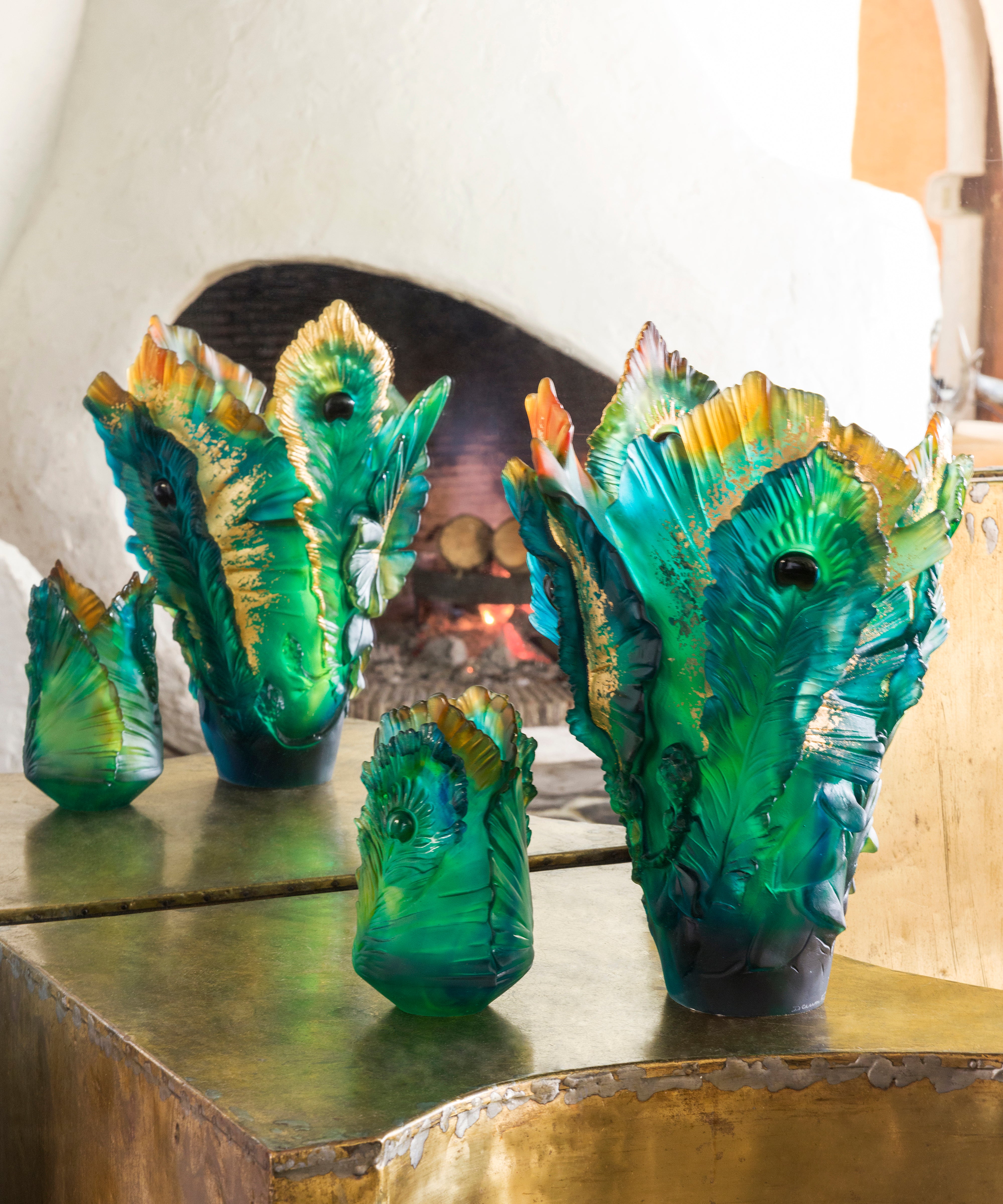 daum-univers-v-g-tal-fleur-de-paon-vase-petit-mod-le-color image 2