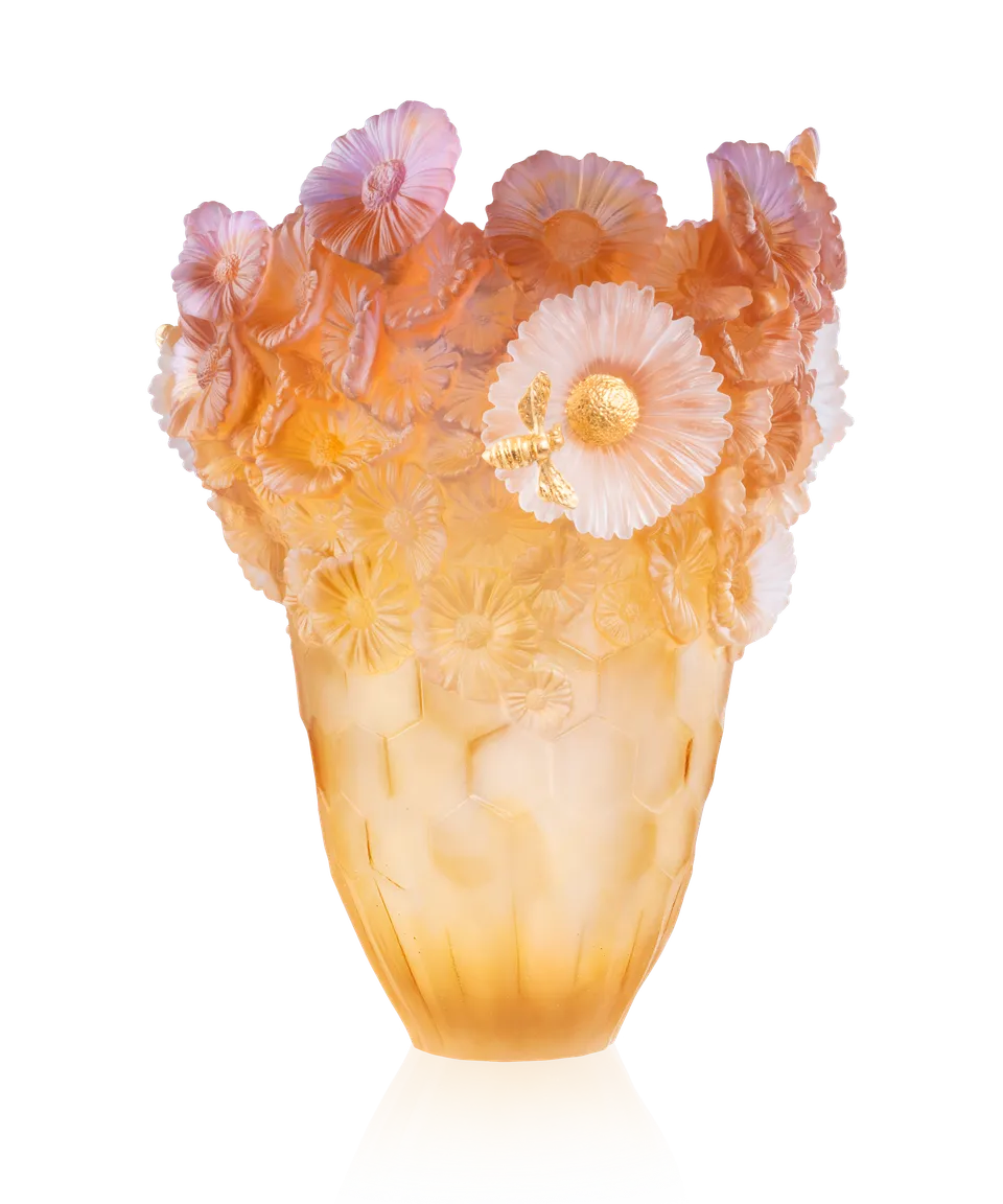 daum-or-d-abeille-vase-magnum-feuille-d-or-99-ex image 1