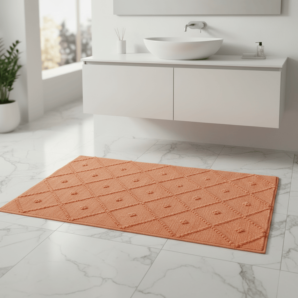 luisa-paix-o-linge-de-maison-tapis-salle-de-bain-100x50-saumon image 2