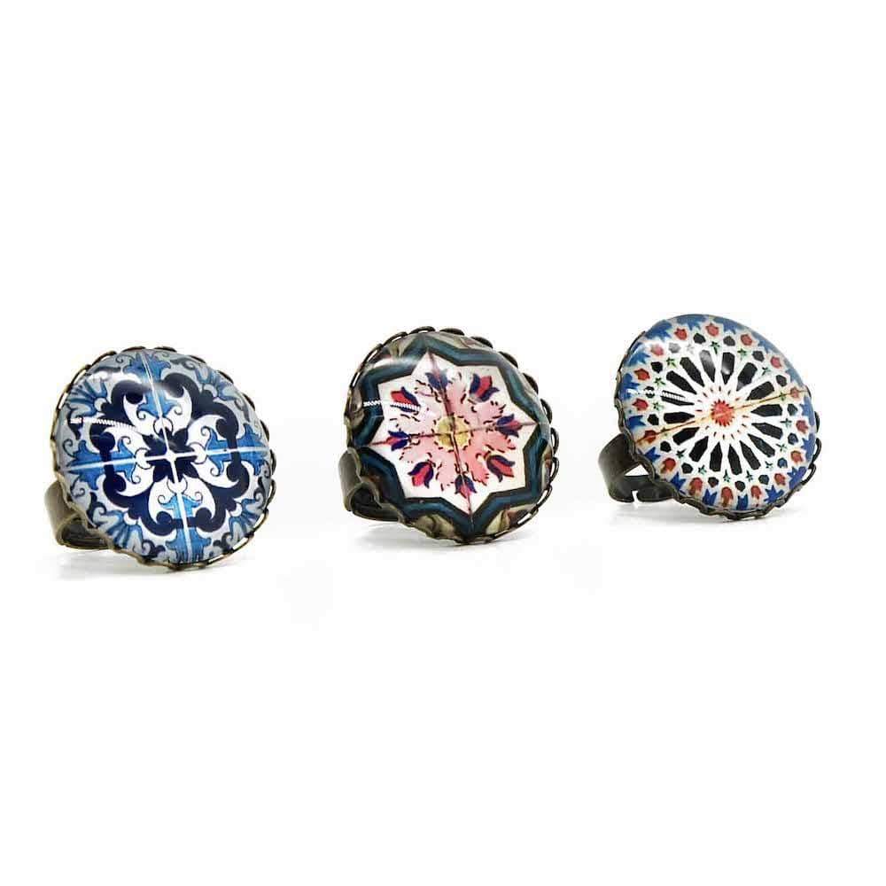 luisa-paix-o-bijoux-bague-azulejo-verre-ajustable-bleue image 2