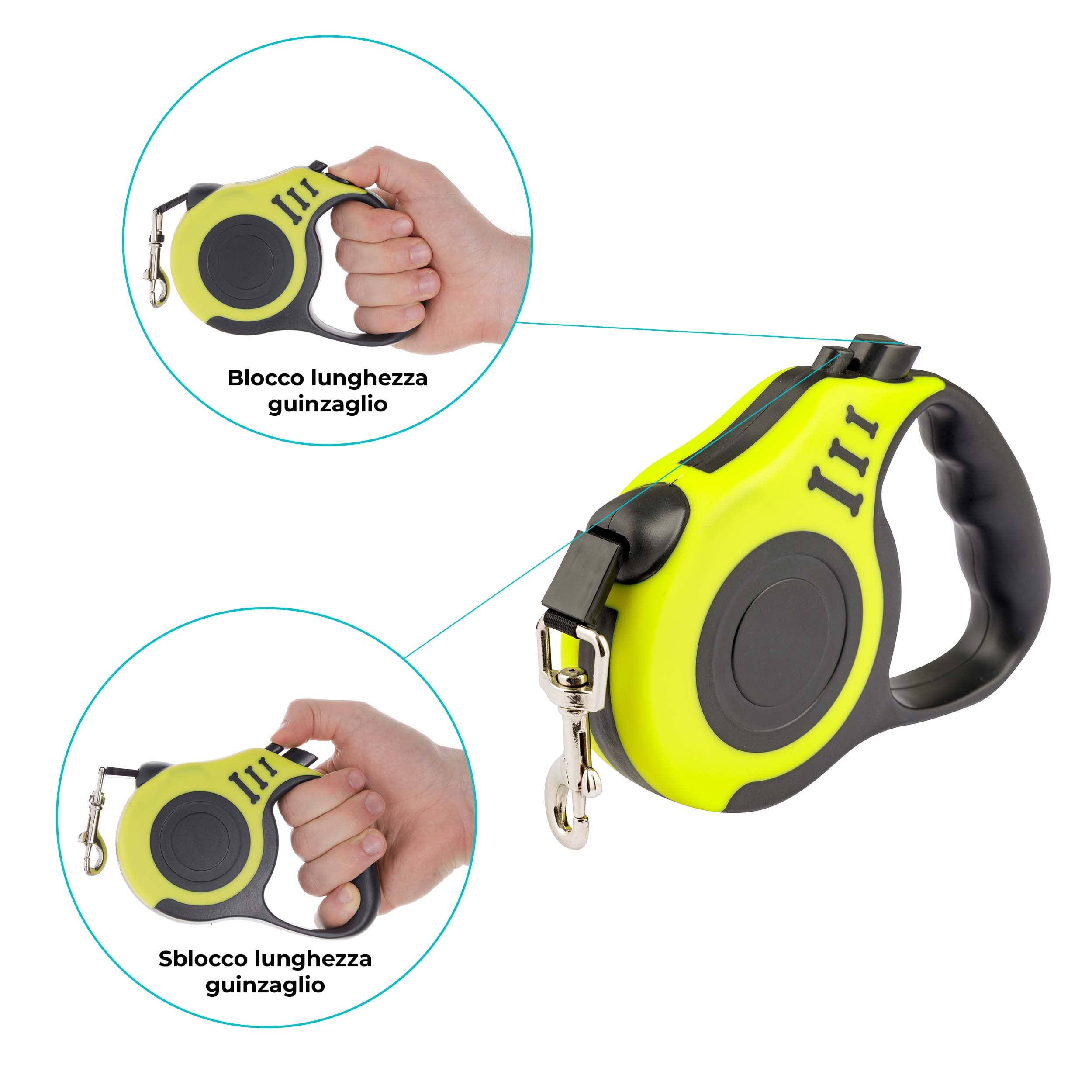 baroni-home-pet-laisse-r-tractable-5m-jaune-nylon-50kg image 3