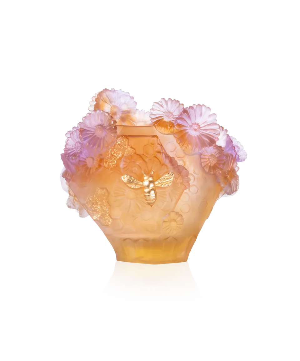 daum-d-coration-or-d-abeille-vase-moyen-feuille-d-or-175-ex image 1
