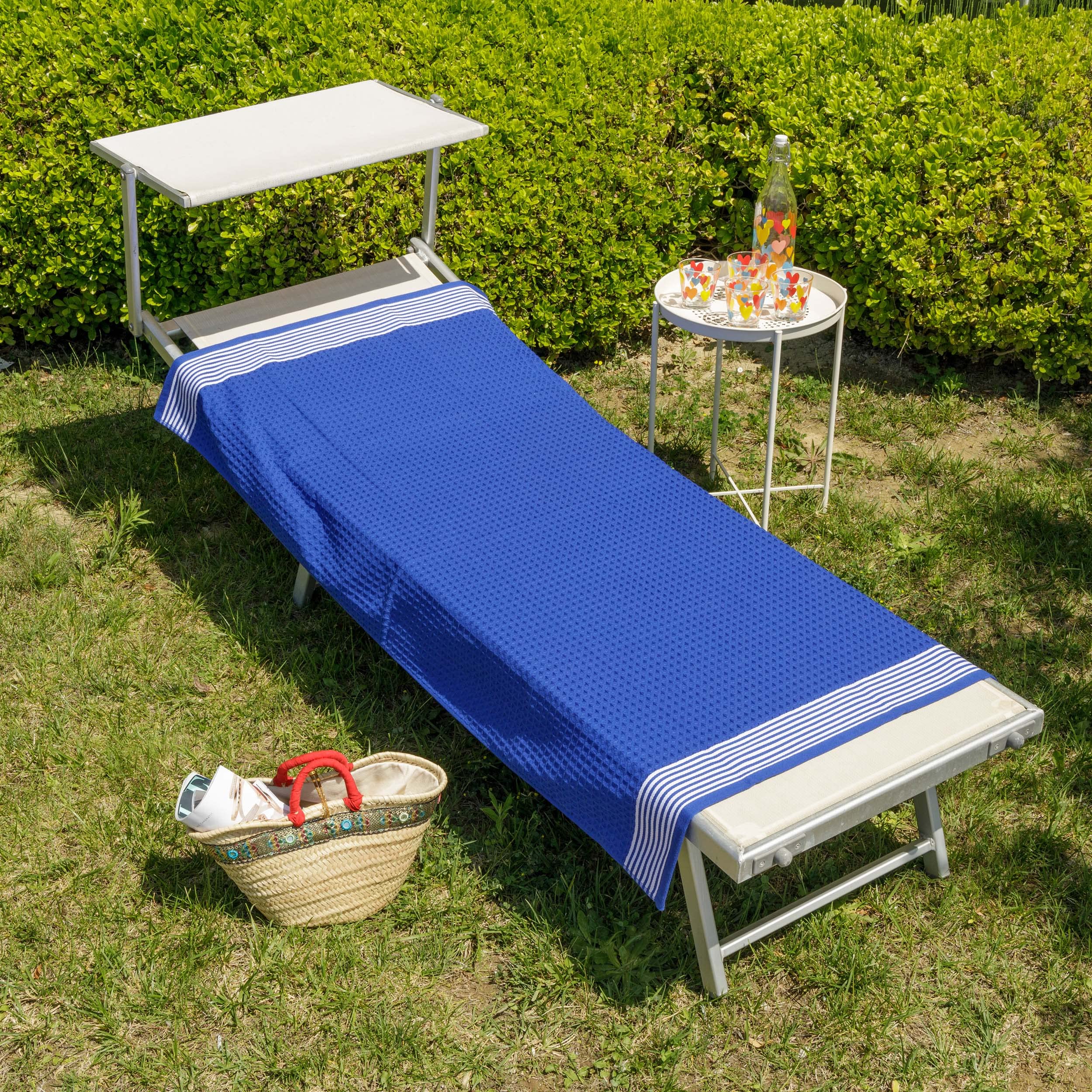 baroni-home-outdoor-serviette-plage-nid-d-abeille-bleu-royal-90x160 image 5
