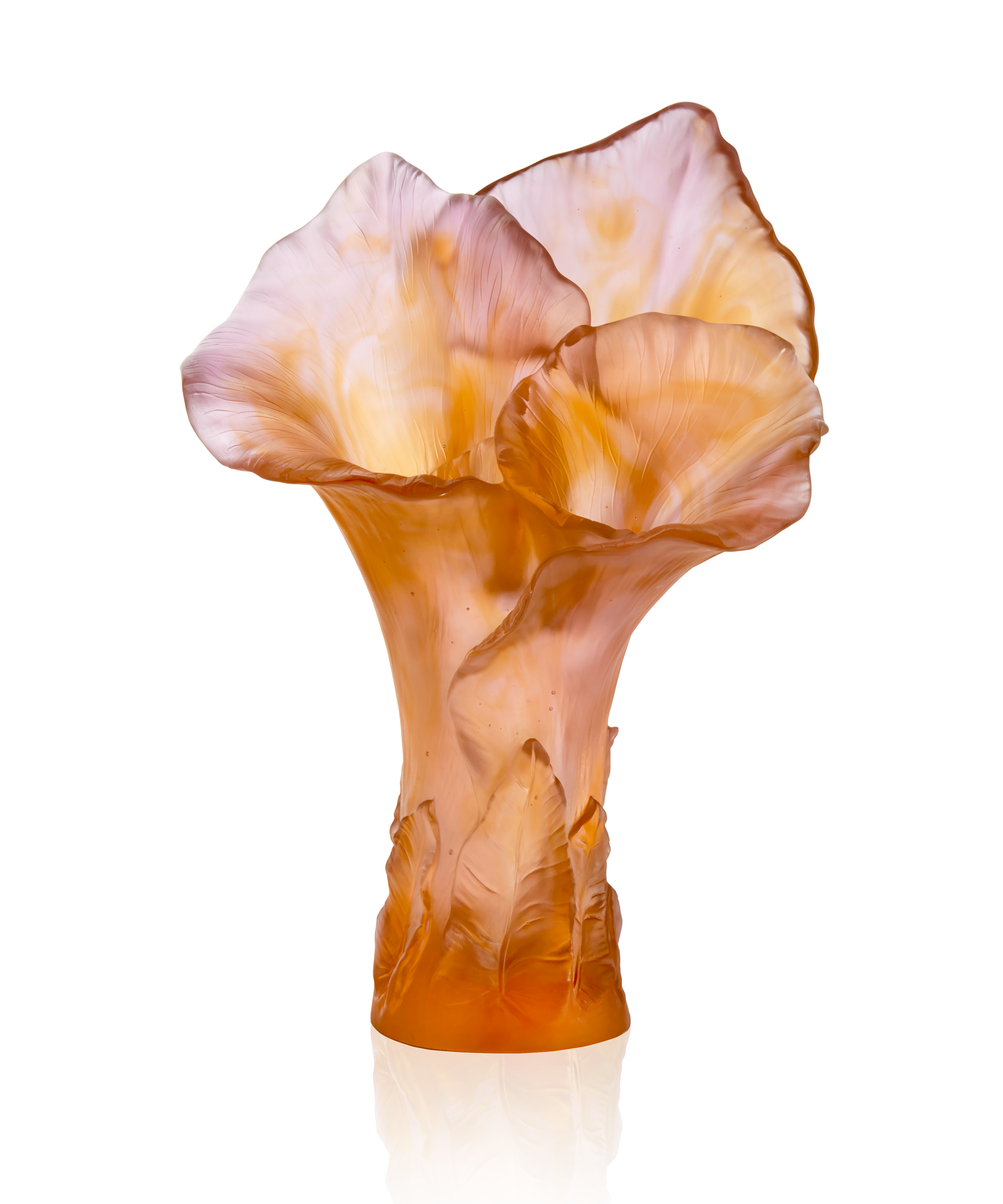 daum-arum-vase-magnum-cristal-ambre-rose image 1