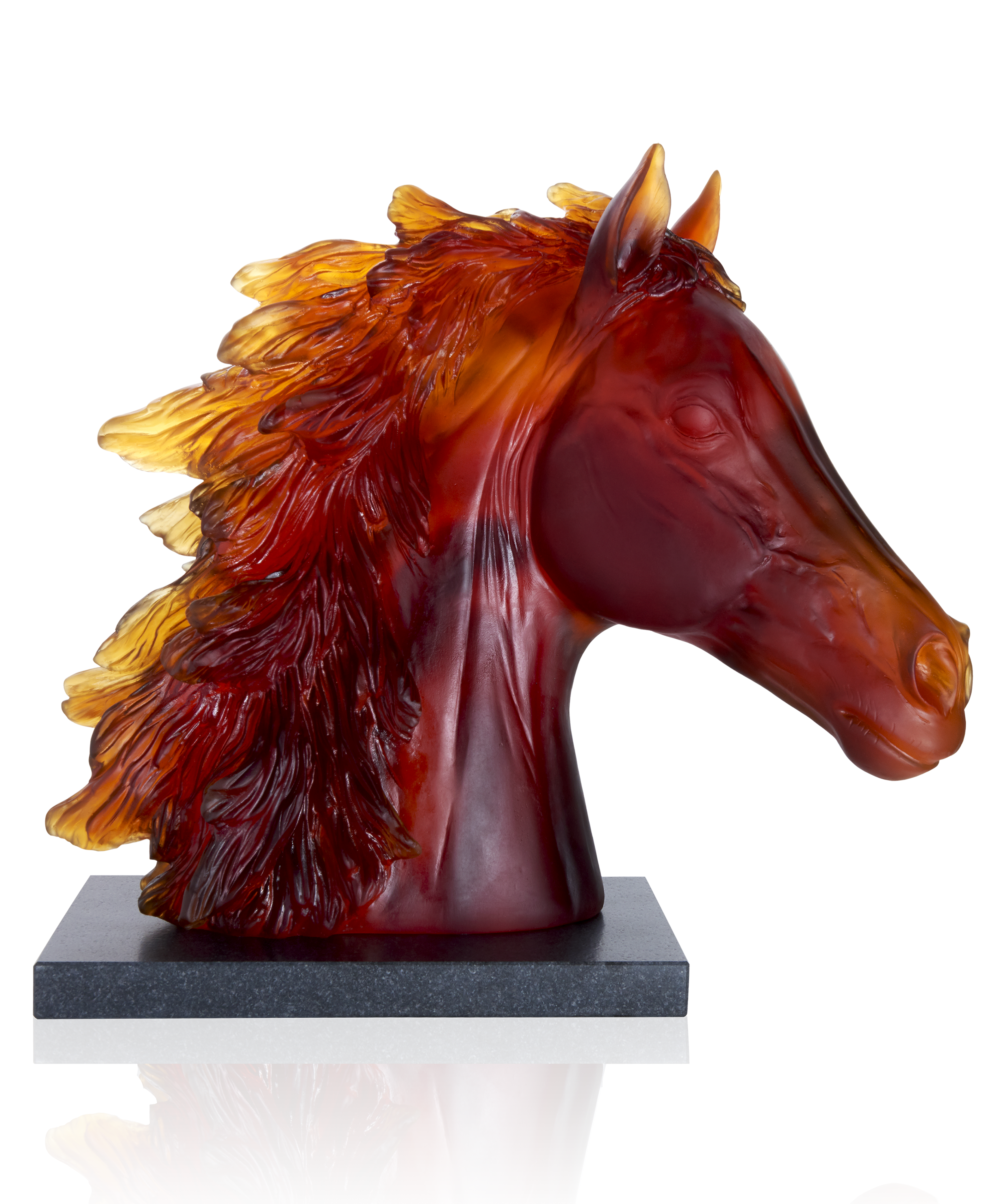 daum-univers-animalier-t-te-de-cheval-sculpture-cristal-ambre image 1