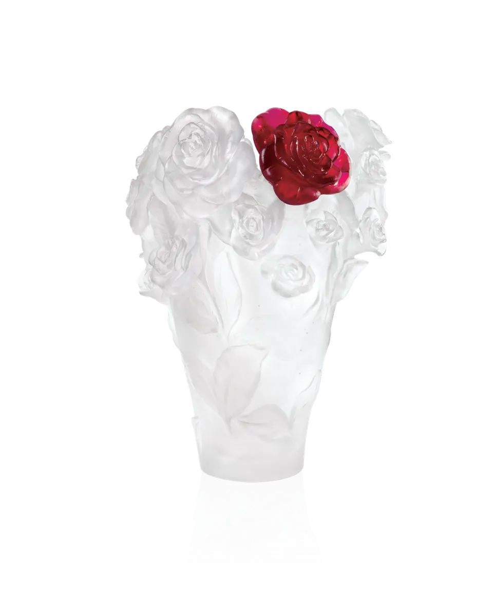 daum-univers-v-g-tal-rose-passion-vase-blanc-fleur-rouge image 1