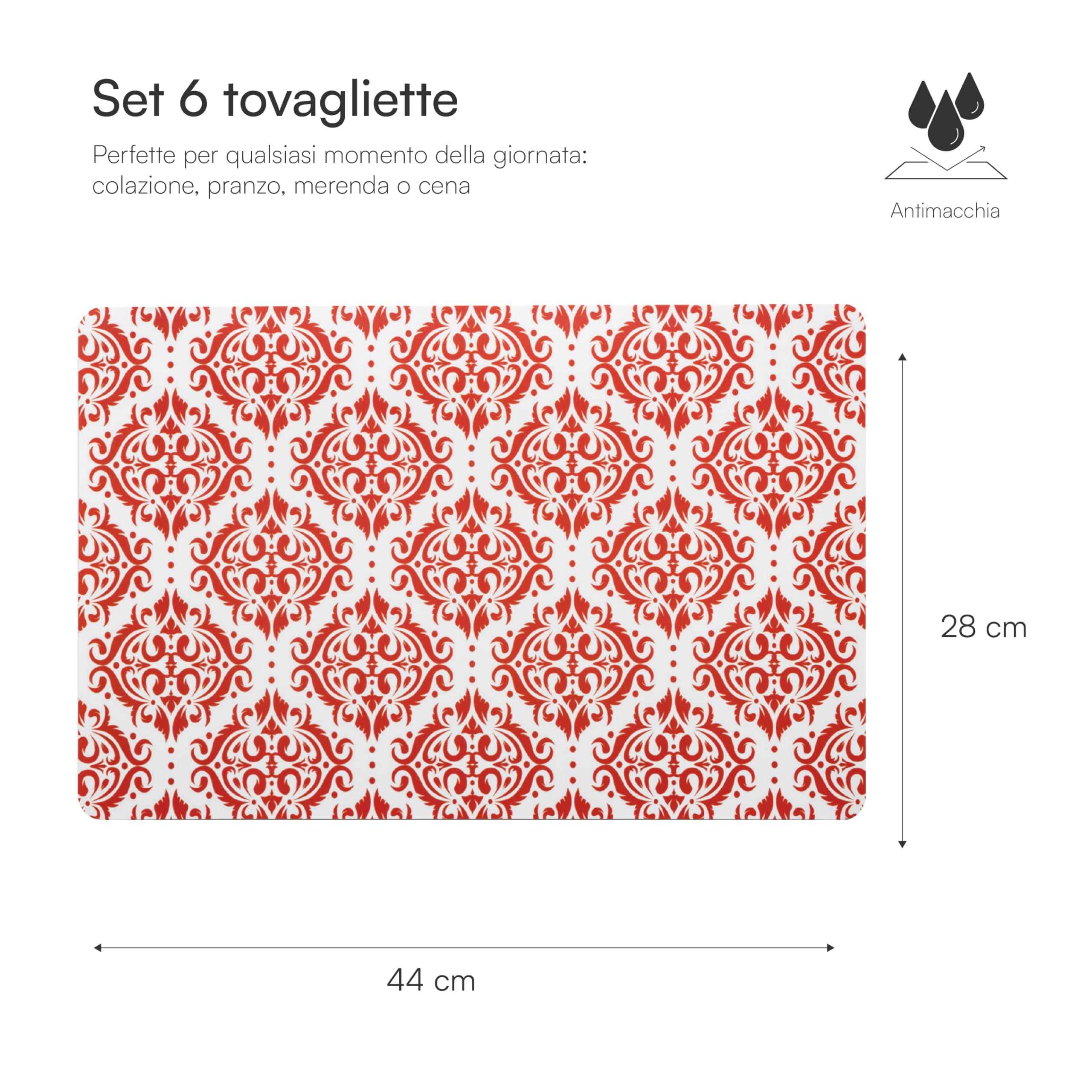 baroni-home-cucina-lot-6-sets-de-table-pvc-damas-rouges-44x28-cm image 3