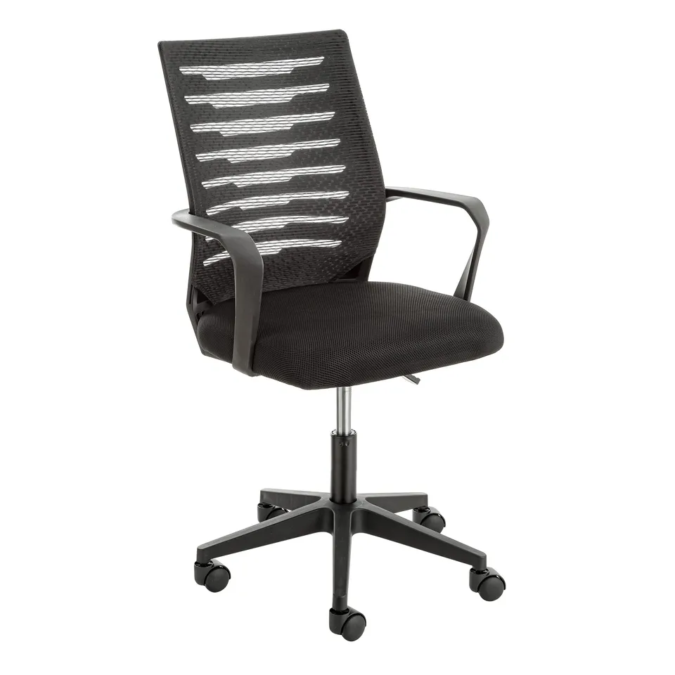 baroni-home-sedie-chaise-de-bureau-noire-roulettes-53x56x98 image 1