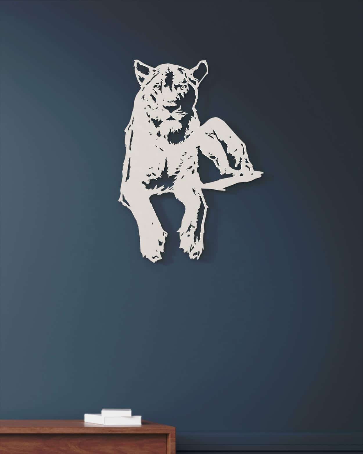 je-suis-art-animaux-lionne-sculpture-d-coration-murale-m-tal-blanc image 2