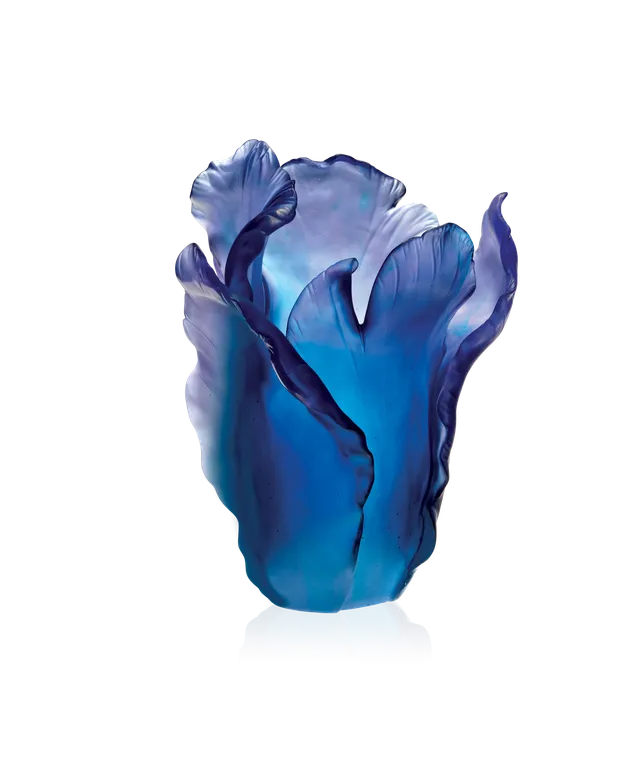 daum-tulipe-vase-grand-mod-le-bleu-cristal-floral image 1