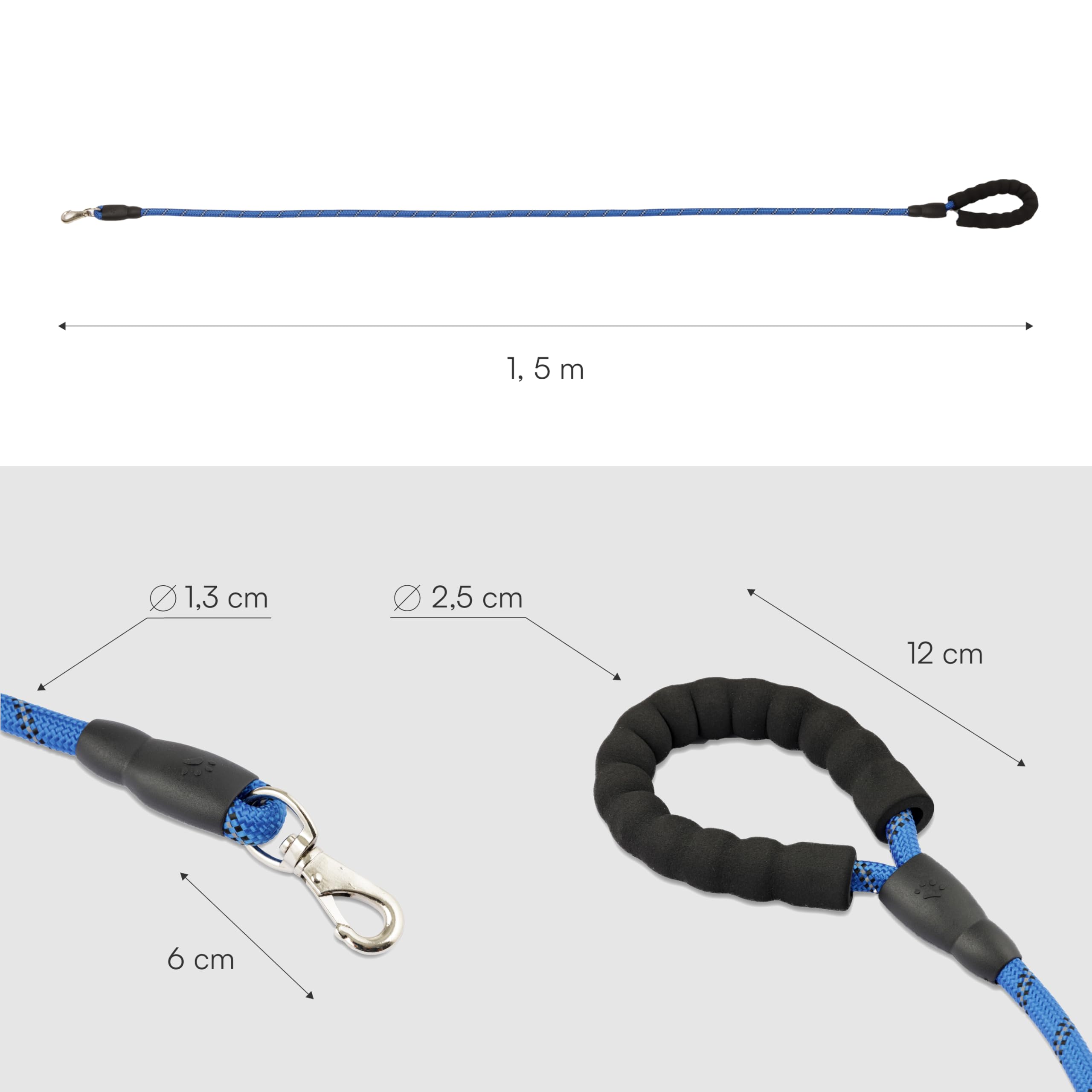 baroni-home-pet-laisse-pour-chien-1-5-m-bleu-nylon-r-fl-chissant image 3