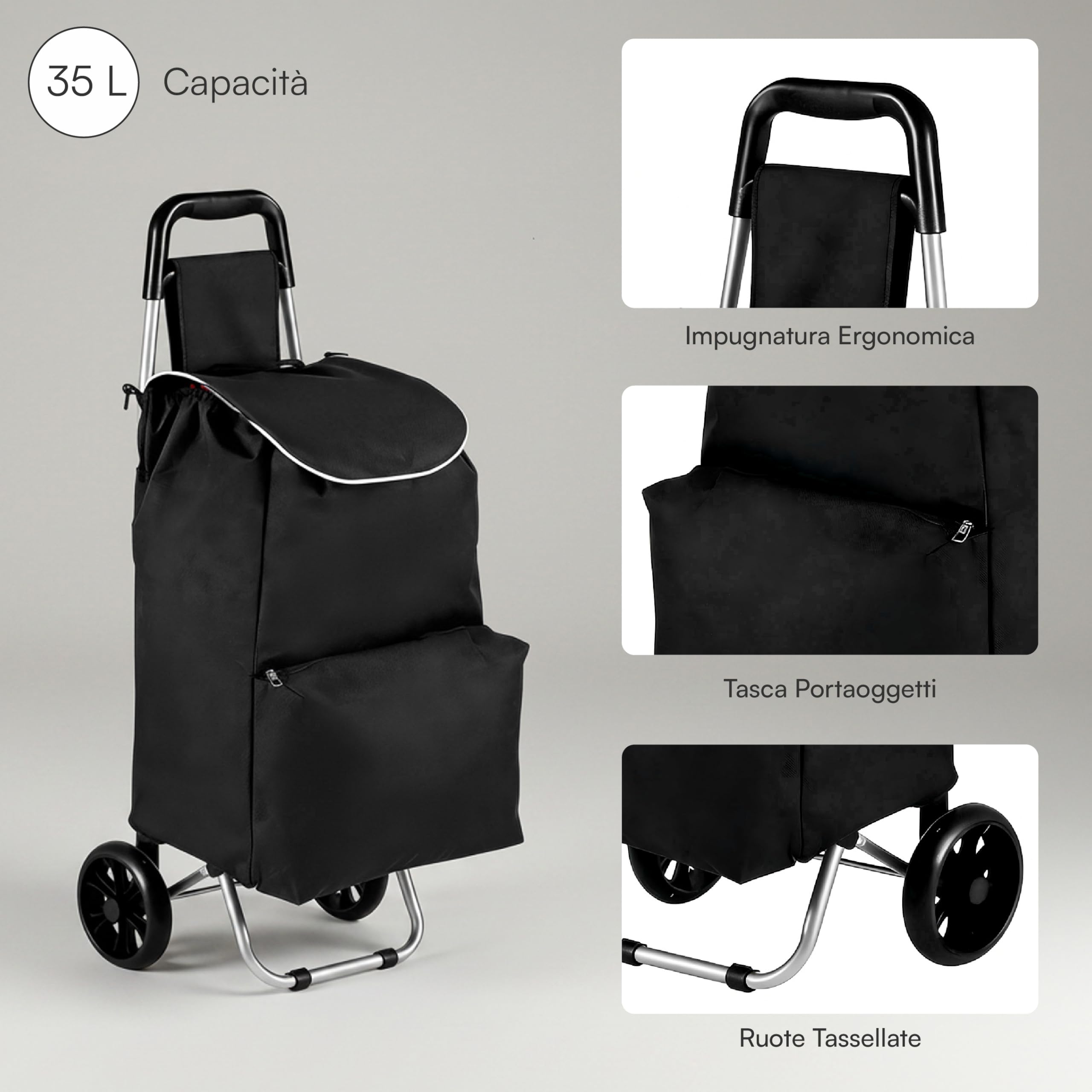 baroni-home-chariot-de-courses-35-l-noir-35x35x94-cm image 4