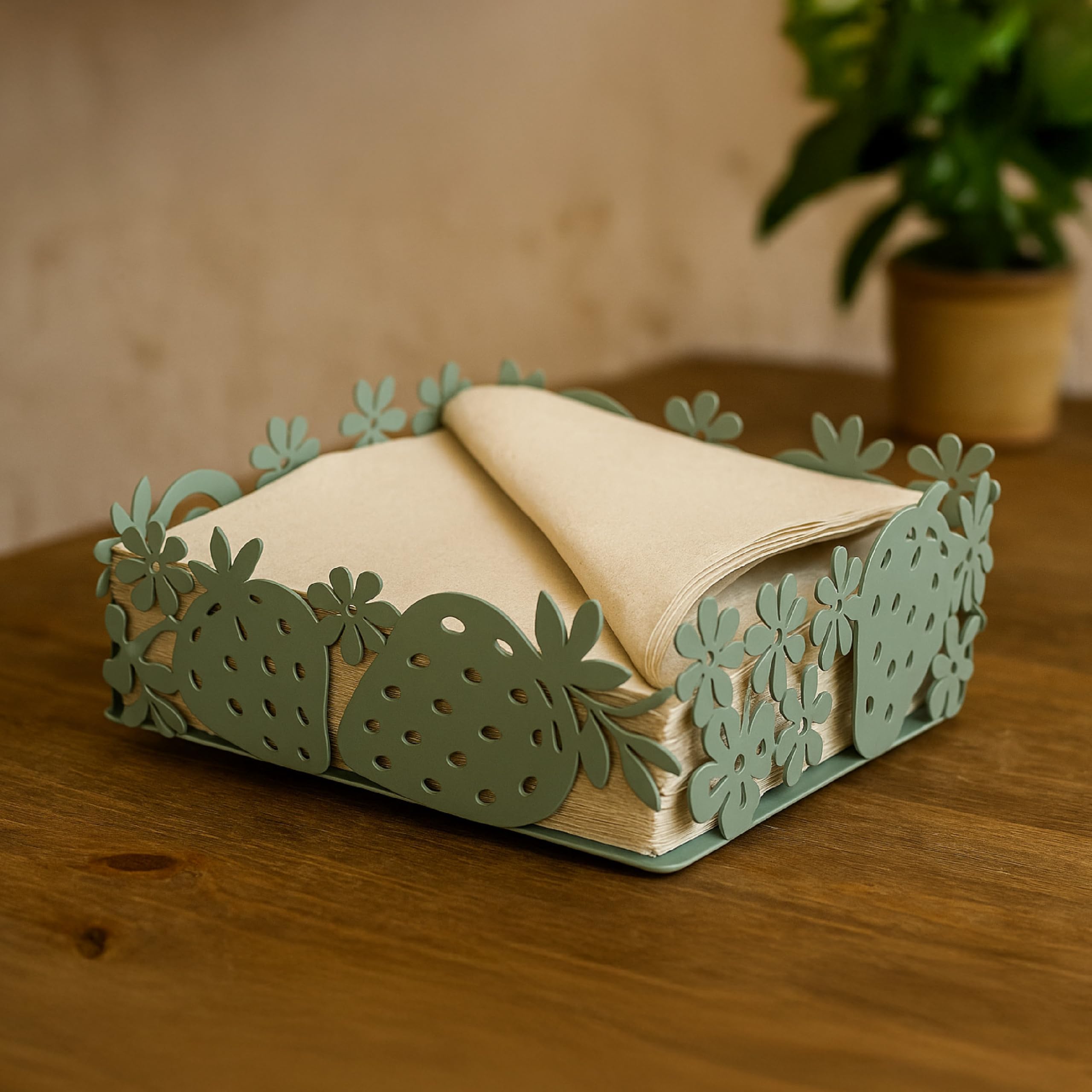 baroni-home-fraise-porte-serviettes-m-tal-16x16x6-cm image 2
