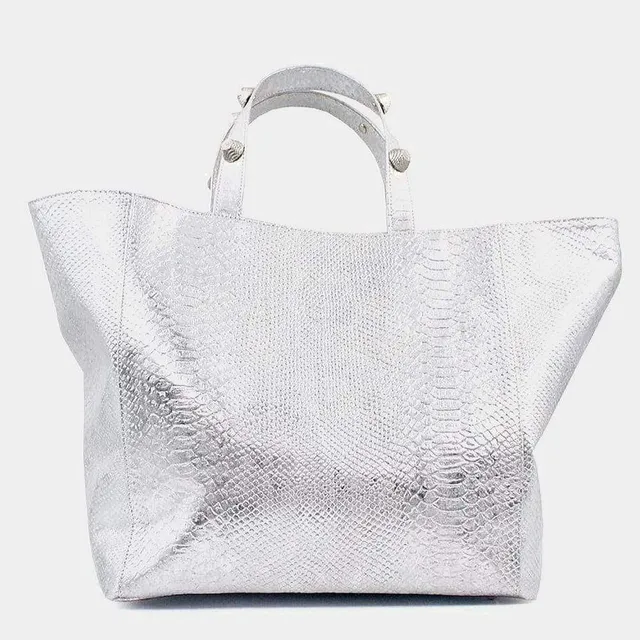 luisa-paix-o-cabas-li-ge-gaufr-argent-xxl-52-cm image 1