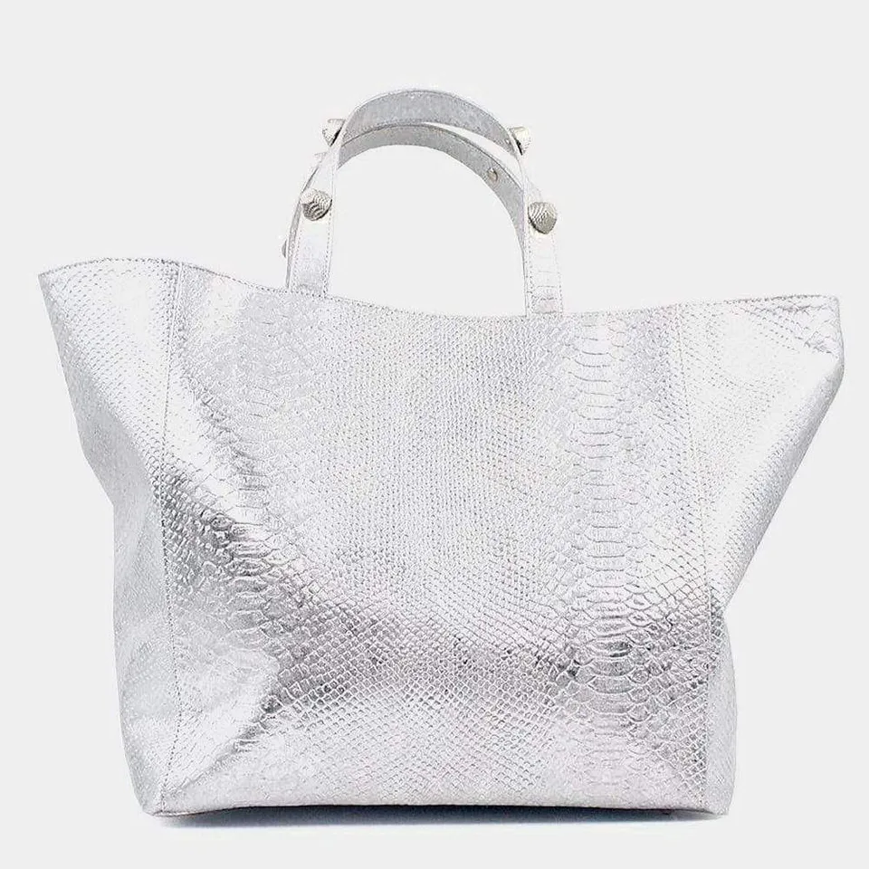 luisa-paix-o-cabas-li-ge-gaufr-argent-xxl-52-cm image 1