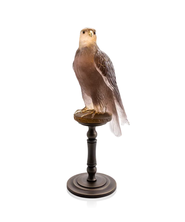 daum-animalier-faucon-gerfaut-ambre-rose-oiseau-125-ex image 1