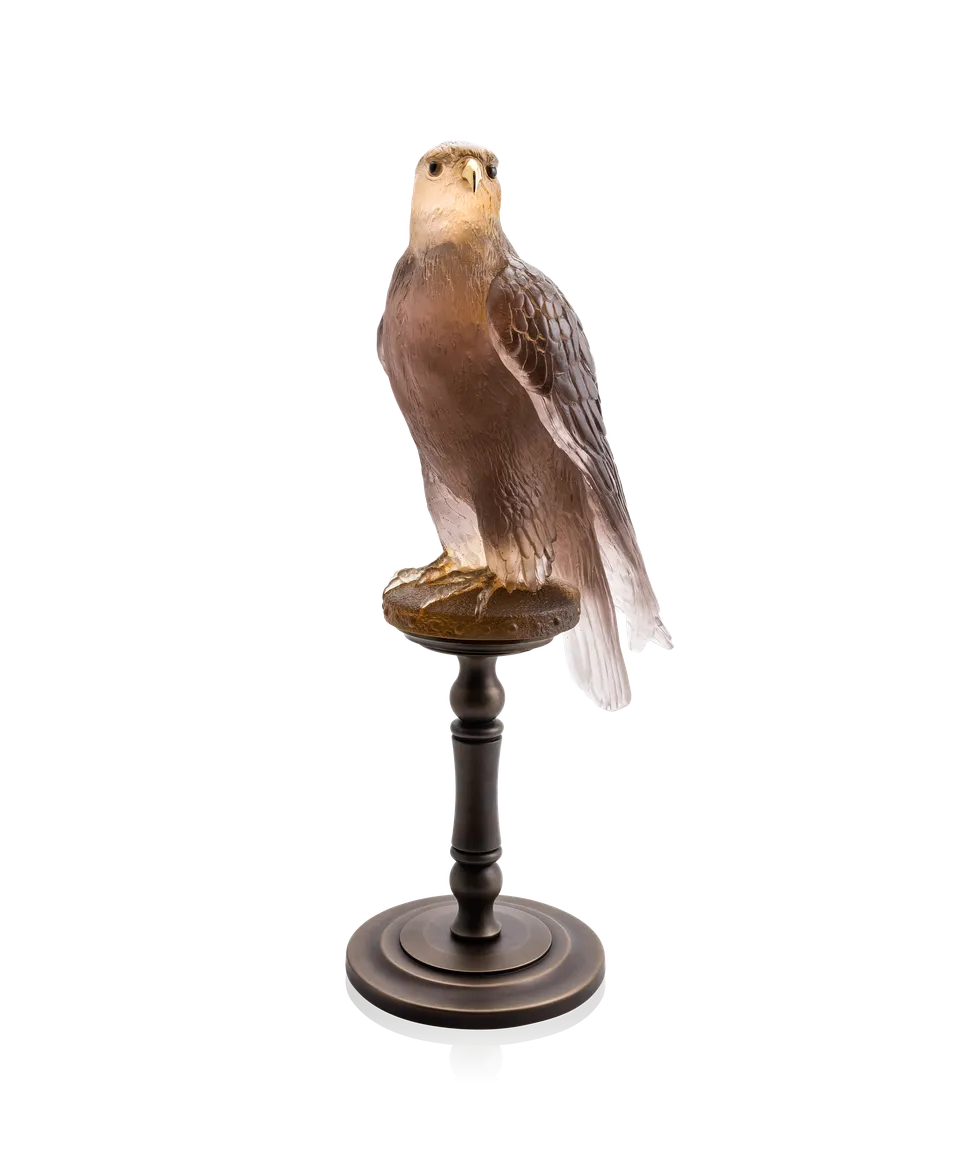 daum-animalier-faucon-gerfaut-ambre-rose-oiseau-125-ex image 1