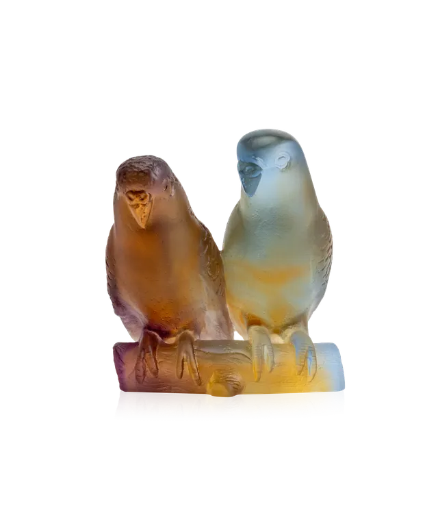 daum-couple-de-perruches-sculpture-ambre image 1