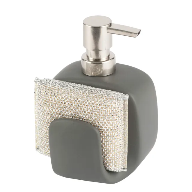 baroni-home-tutto-bagno-distributeur-savon-c-ramique-gris-fonc-porte-ponge image 1
