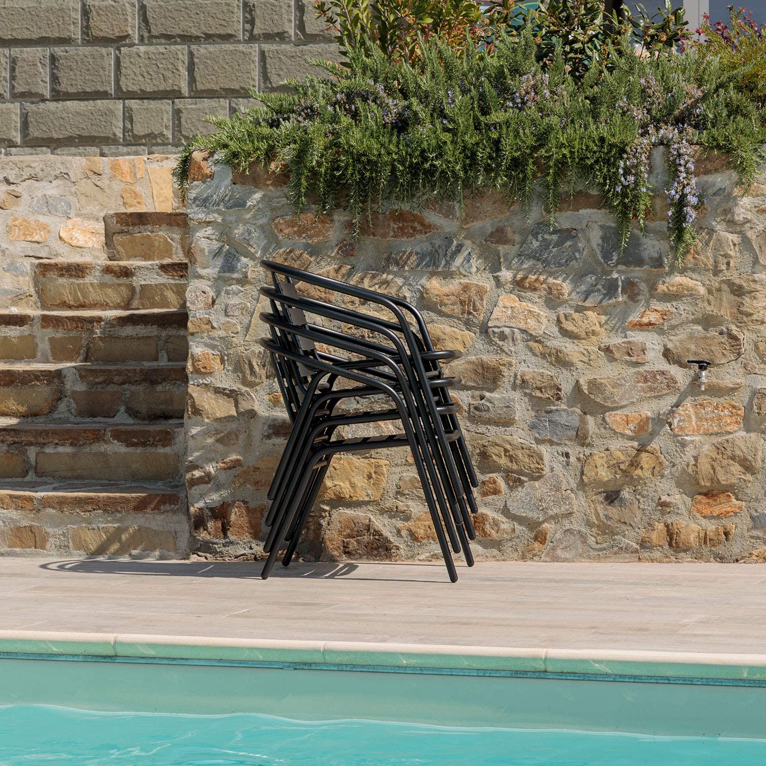 baroni-home-outdoor-lot-4-chaises-jardin-m-tal-noir-empilable image 6