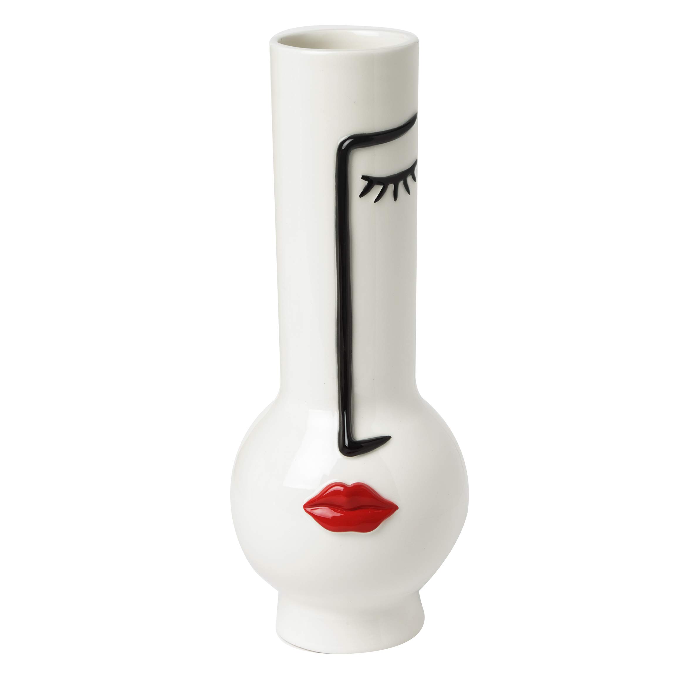 baroni-home-decorazioni-vase-visage-c-ramique-col-troit-27-cm image 1