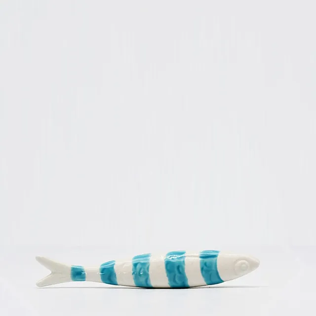 luisa-paix-o-sardine-c-ramique-blanche-turquoise-19cm image 1