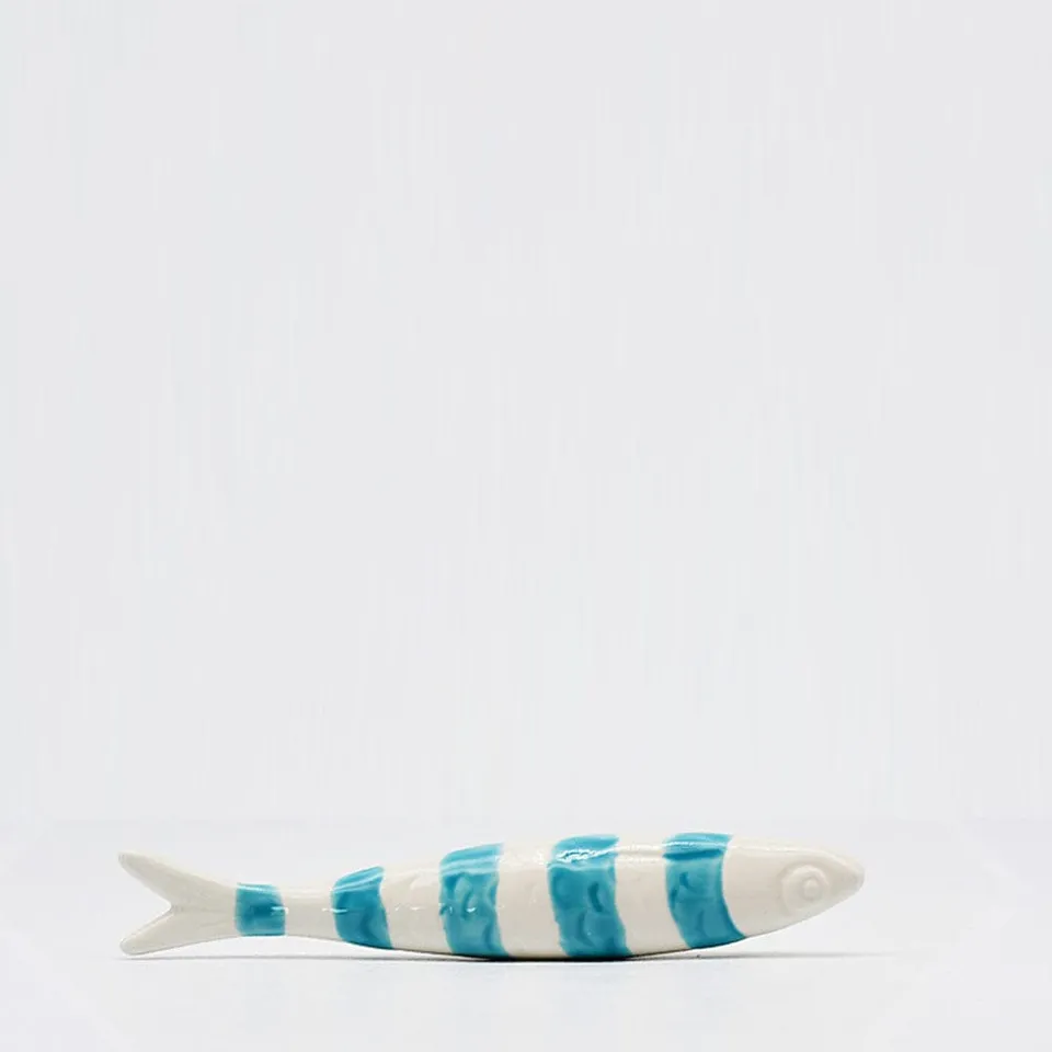 luisa-paix-o-sardine-c-ramique-blanche-turquoise-19cm image 1