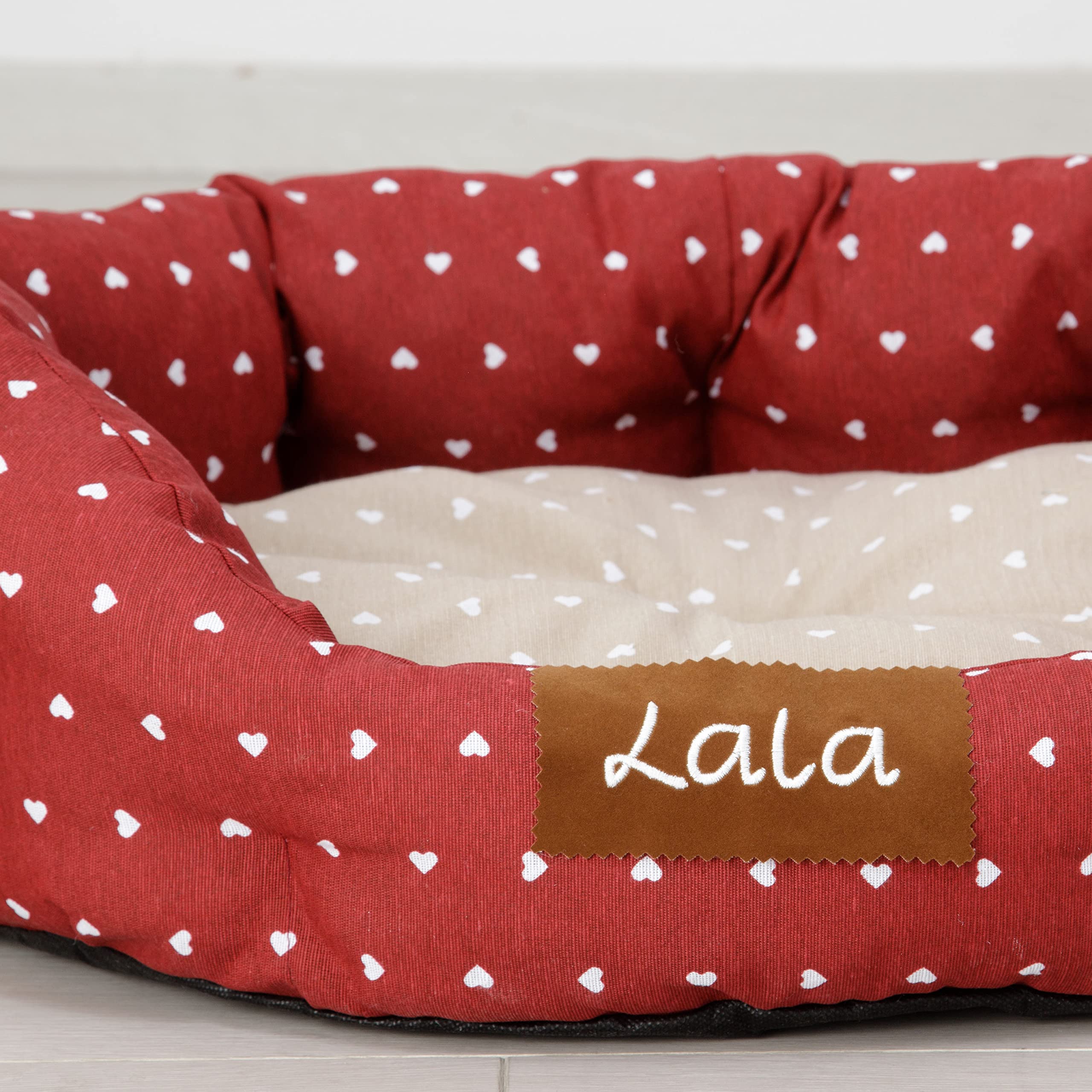 baroni-home-pet-niche-chien-45x55-m-rouge-c-urs-blancs-lavable image 3