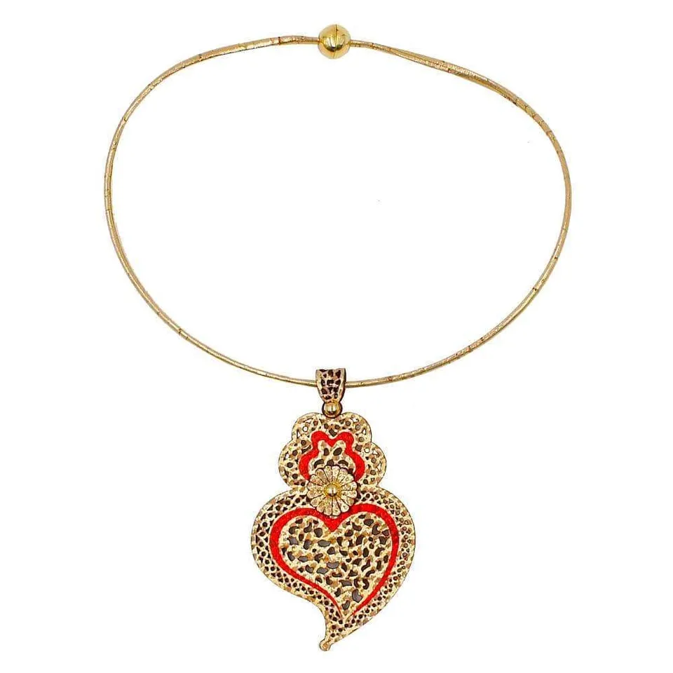 luisa-paix-o-bijoux-du-portugal-collier-li-ge-c-ur-de-viana-rouge image 1