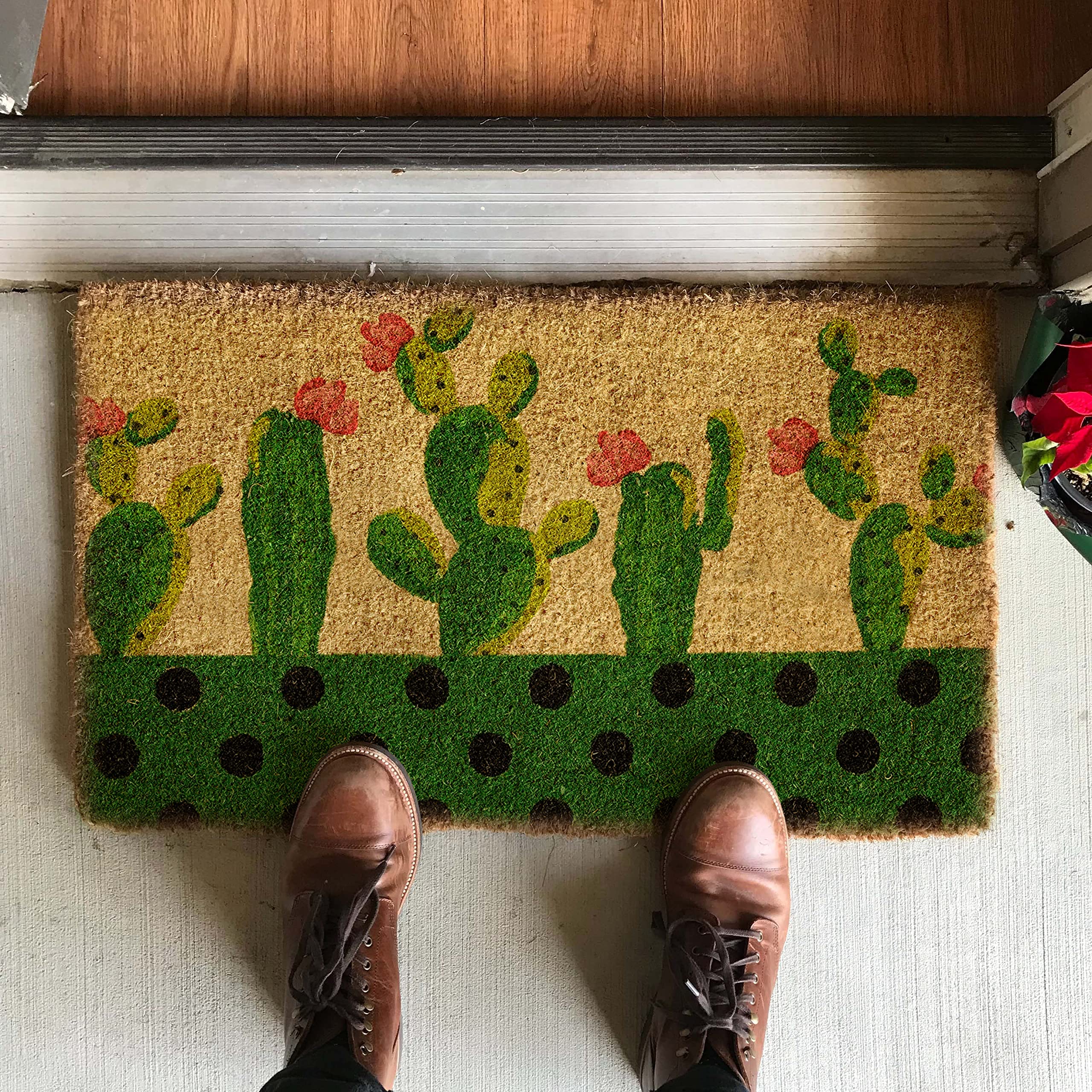 baroni-home-tapis-paillasson-coco-cactus-vert-pois-70x40 image 4