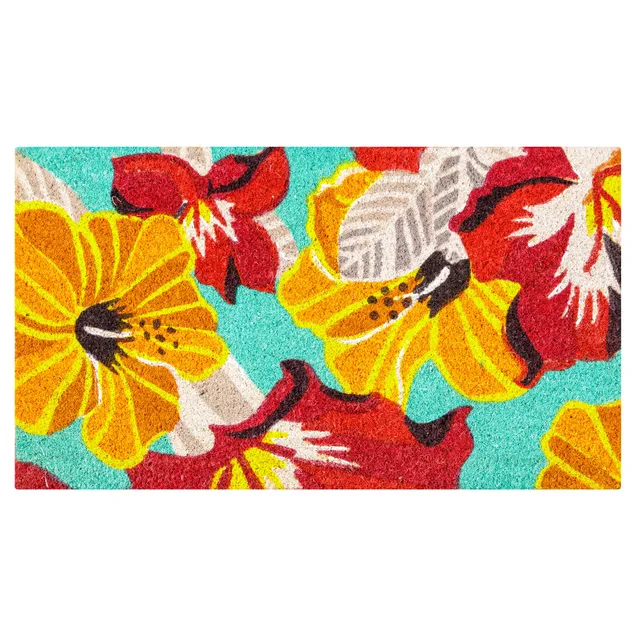 baroni-home-tessile-casa-paillasson-coco-fleurs-jaune-rouge-70x40 image 1
