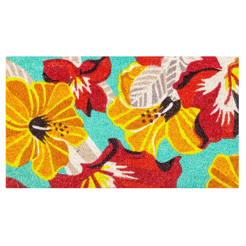 baroni-home-tessile-casa-paillasson-coco-fleurs-jaune-rouge-70x40 image 1